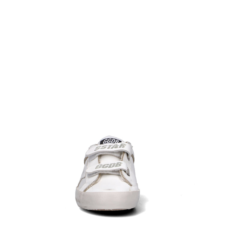 GOLDEN GOOSE OLD SCHOOL DOUBLE QUARTER WITH LIST Sneaker ragazzi bianca in pelle