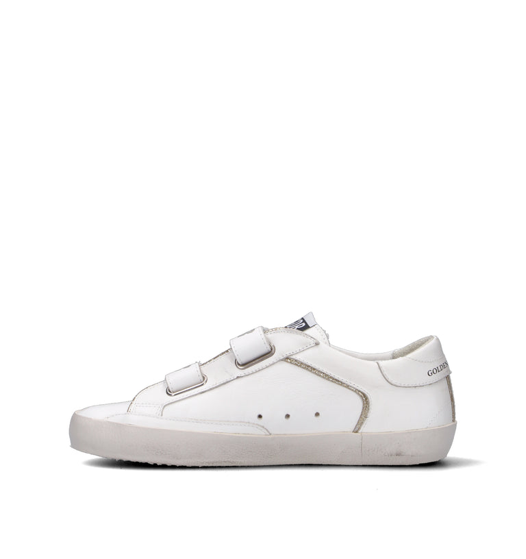 GOLDEN GOOSE OLD SCHOOL DOUBLE QUARTER WITH LIST Sneaker ragazzi bianca in pelle