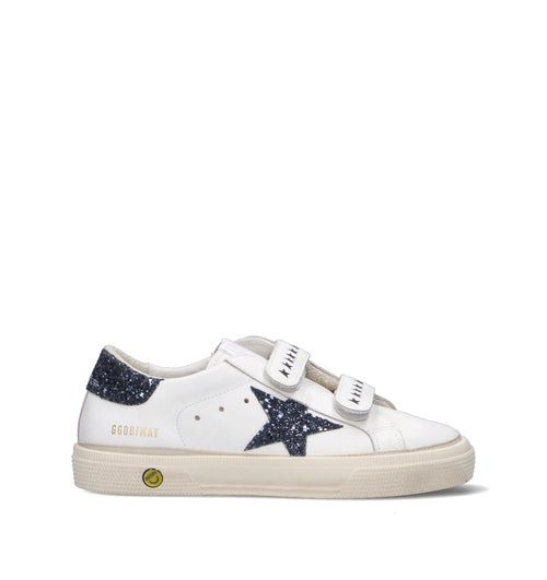 GOLDEN GOOSE MAY SCHOOL Sneaker ragazzi bianca in pelle