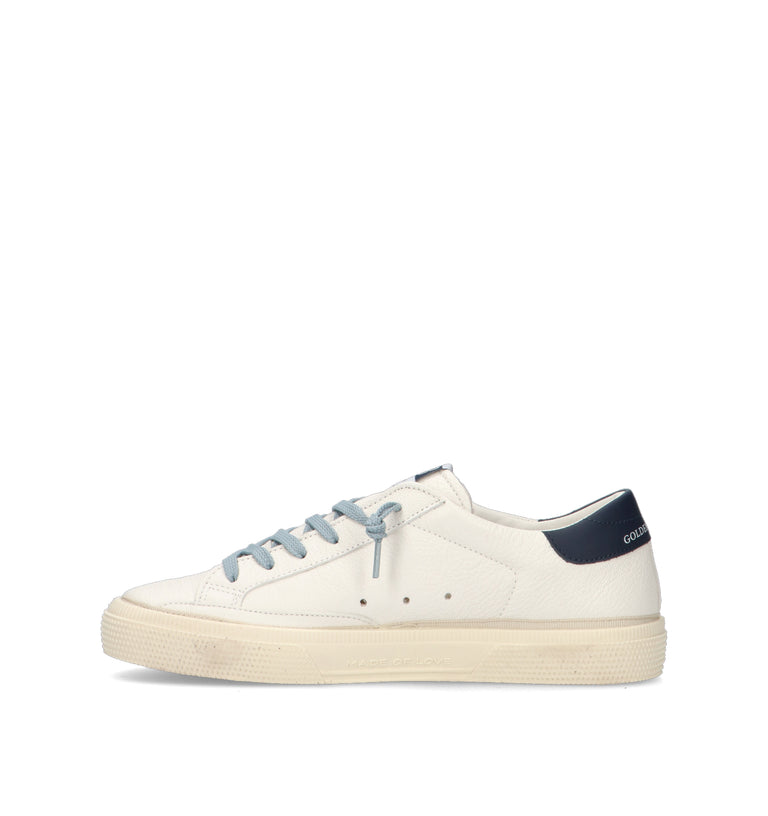 GOLDEN GOOSE MAY FOLDED LINING ALL AROUND Sneaker ragazzo bianca in pelle