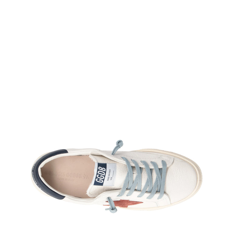 GOLDEN GOOSE MAY FOLDED LINING ALL AROUND Sneaker ragazzo bianca in pelle