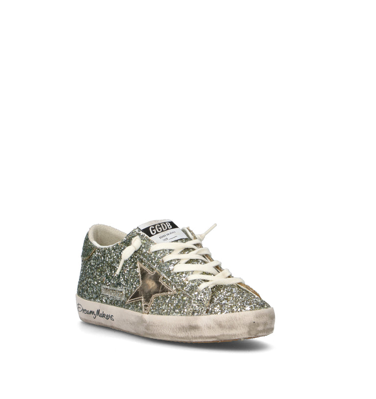 GOLDEN GOOSE SUPER-STAR CLASSIC WITH LIST Sneaker donna verde platino