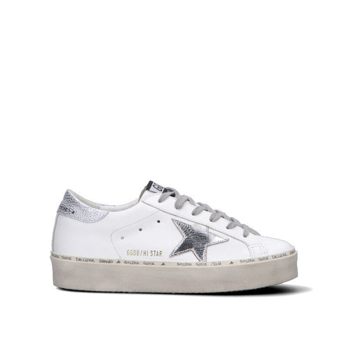 GOLDEN GOOSE HI STAR Sneaker donna bianca/argento in pelle