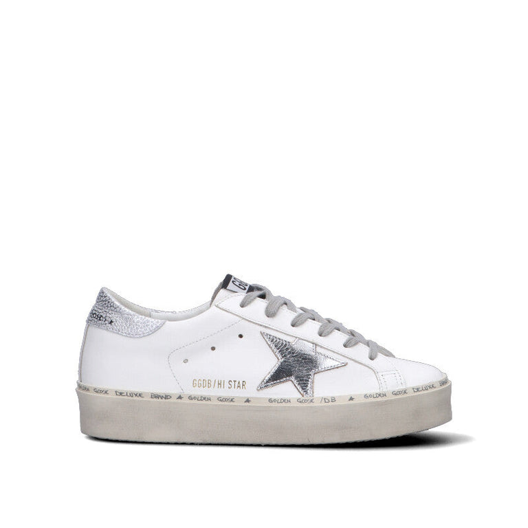 GOLDEN GOOSE HI STAR Sneaker donna bianca/argento in pelle