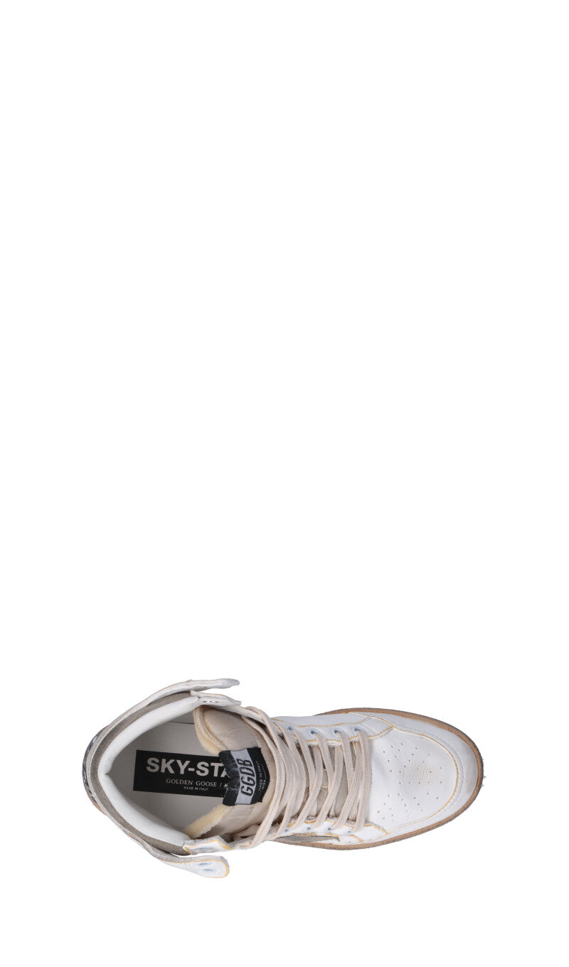 GOLDEN GOOSE SKY STAR Sneaker donna bianca/taupe in pelle