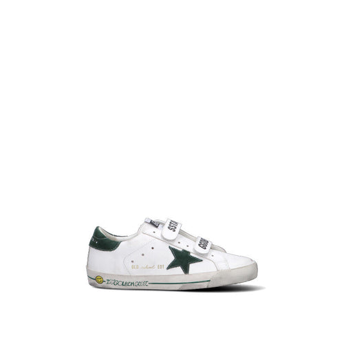 GOLDEN GOOSE Sneaker bimbo bianca/verde in pelle