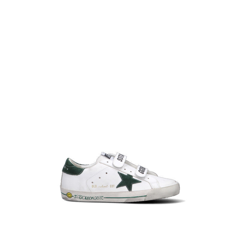 GOLDEN GOOSE Sneaker bimbo bianca/verde in pelle