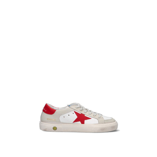 GOLDEN GOOSE - MAY WITH DOUBLE QUARTER AND TOE Sneaker bimbo bianca/rossa in pelle