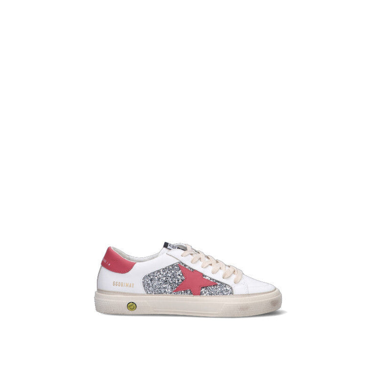 GOLDEN GOOSE - MAY WITH DOUBLE QUARTER Sneaker bimbo bianca/rossa in pelle