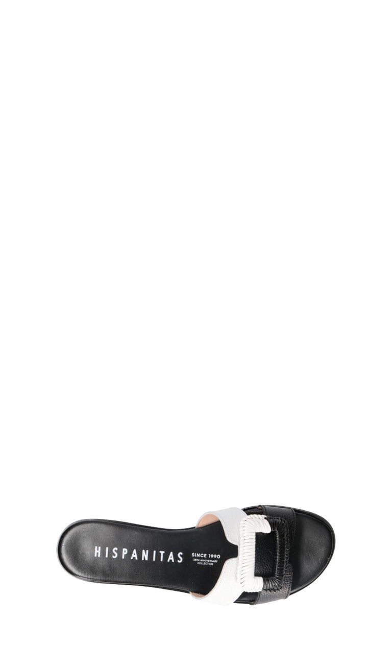 HISPANITAS Ciabatta donna nera/bianca in pelle