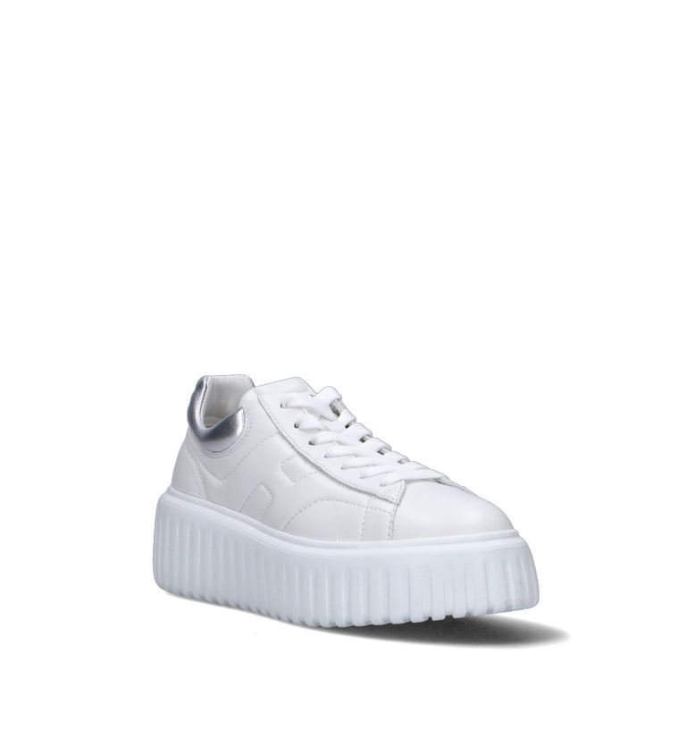 HOGAN H-STRIPES Sneaker donna bianca/argento in pelle
