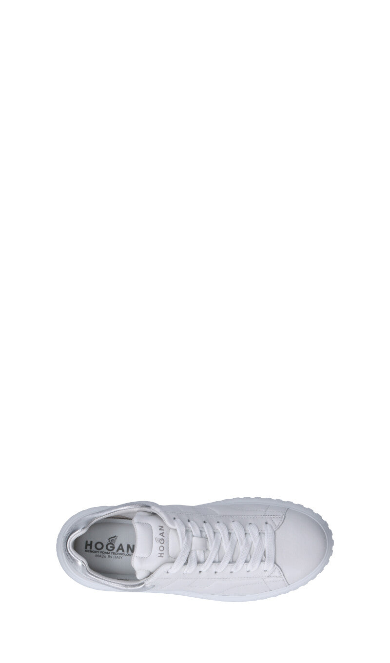 HOGAN H-STRIPES Sneaker donna bianca/argento in pelle