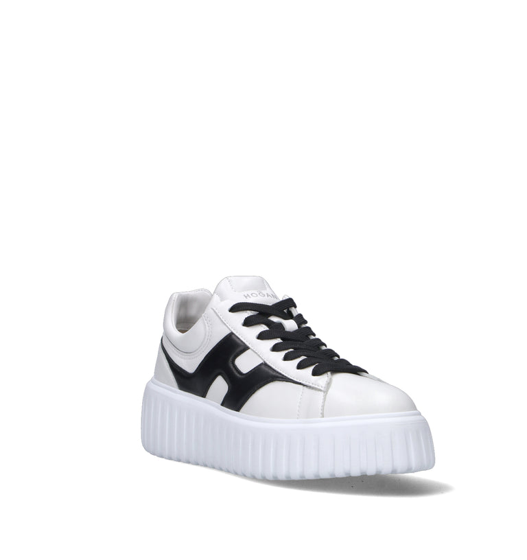 HOGAN H-Stripes Sneaker donna bianca/nera in pelle