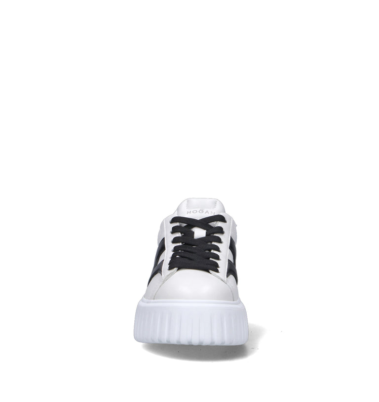 HOGAN H-Stripes Sneaker donna bianca/nera in pelle