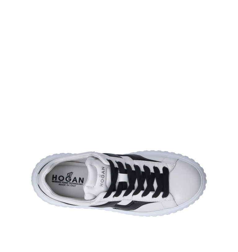 HOGAN H-Stripes Sneaker donna bianca/nera in pelle