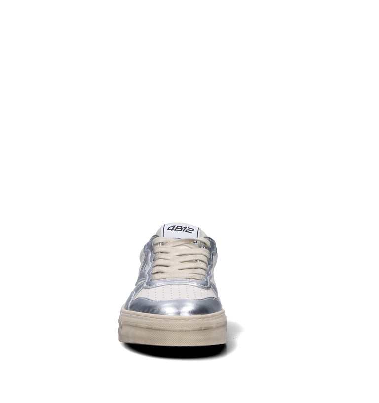 QUATTROBARRADODICI Sneaker donna bianca/argento in pelle