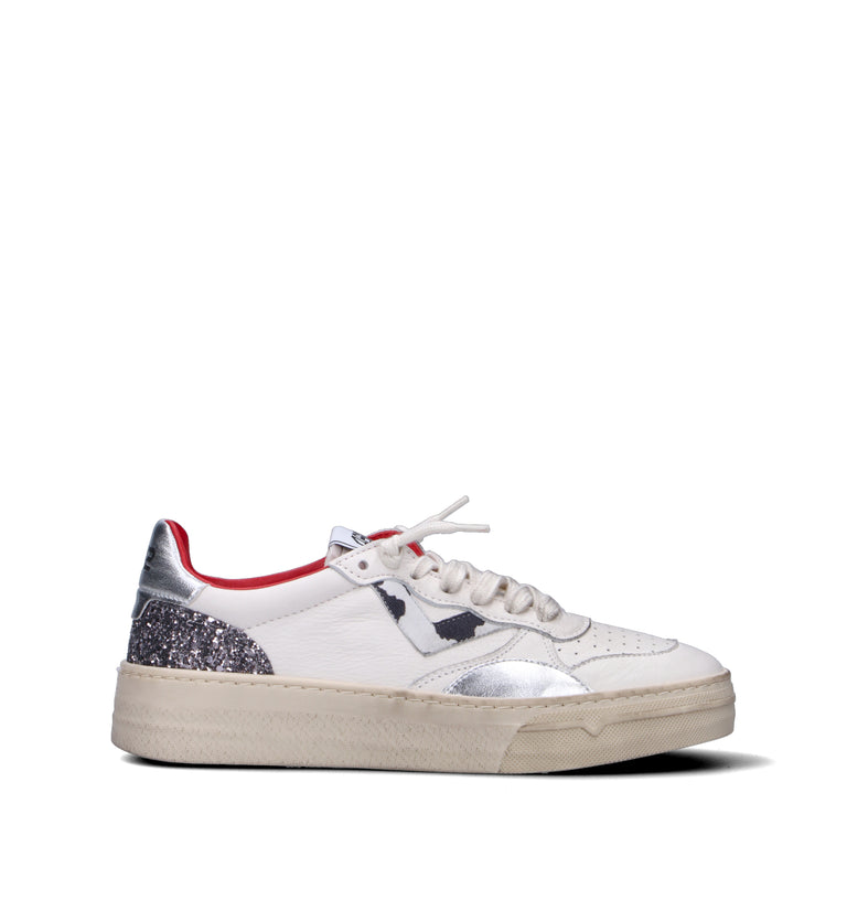 QUATTROBARRADODICI Sneaker donna bianca in pelle