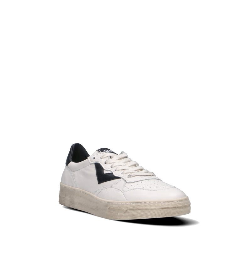 QUATTROBARRADODICI Sneaker uomo bianca/nera in pelle