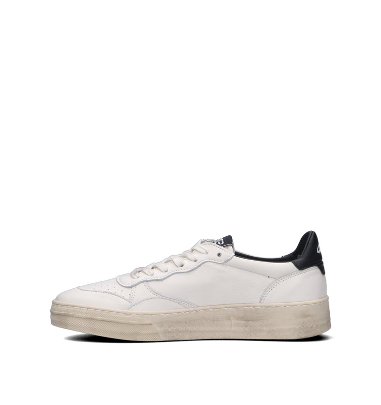 QUATTROBARRADODICI Sneaker uomo bianca/nera in pelle