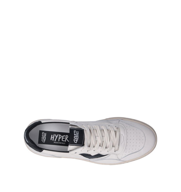 QUATTROBARRADODICI Sneaker uomo bianca/nera in pelle