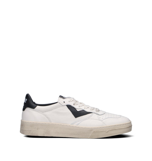 QUATTROBARRADODICI Sneaker uomo bianca/nera in pelle