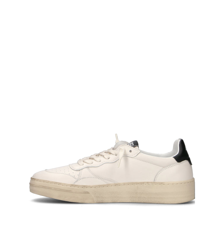 QUATTROBARRADODICI Sneaker uomo bianca/nera in pelle