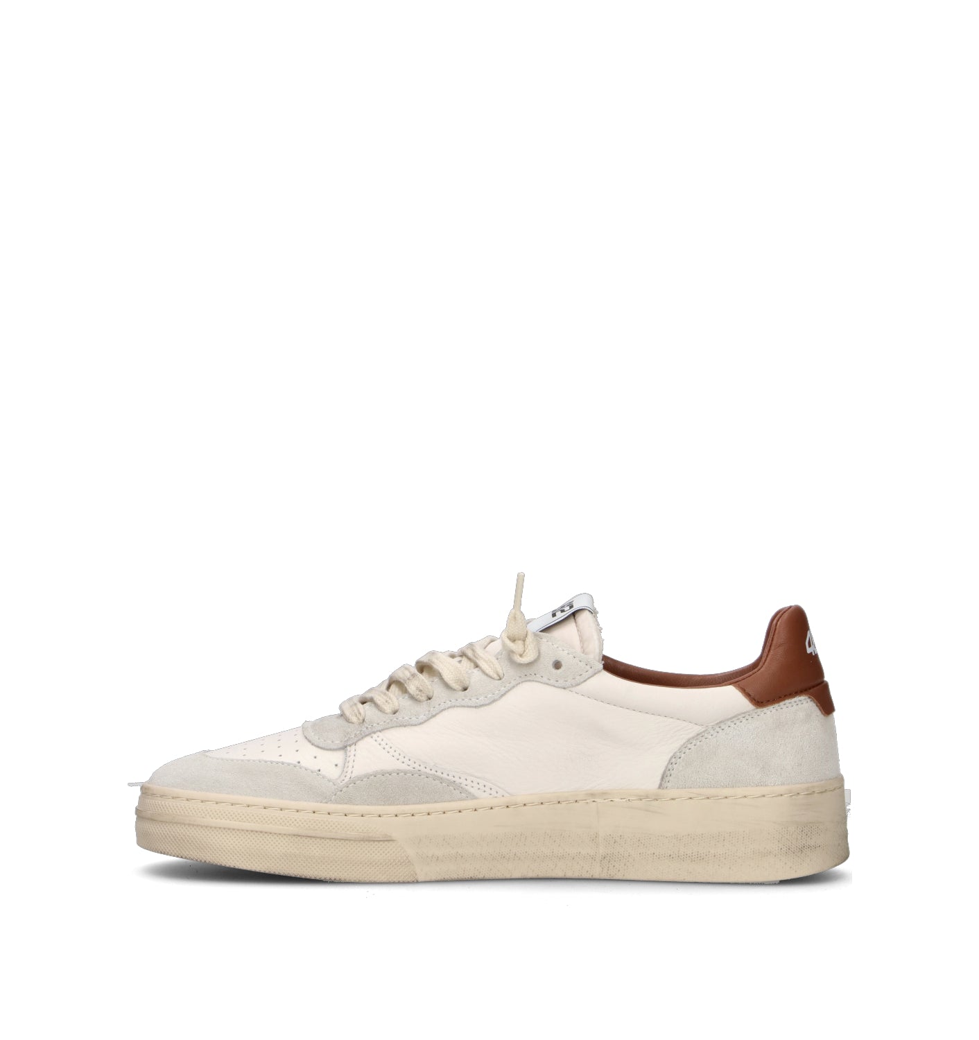 QUATTROBARRADODICI Sneaker uomo bianca/marrone