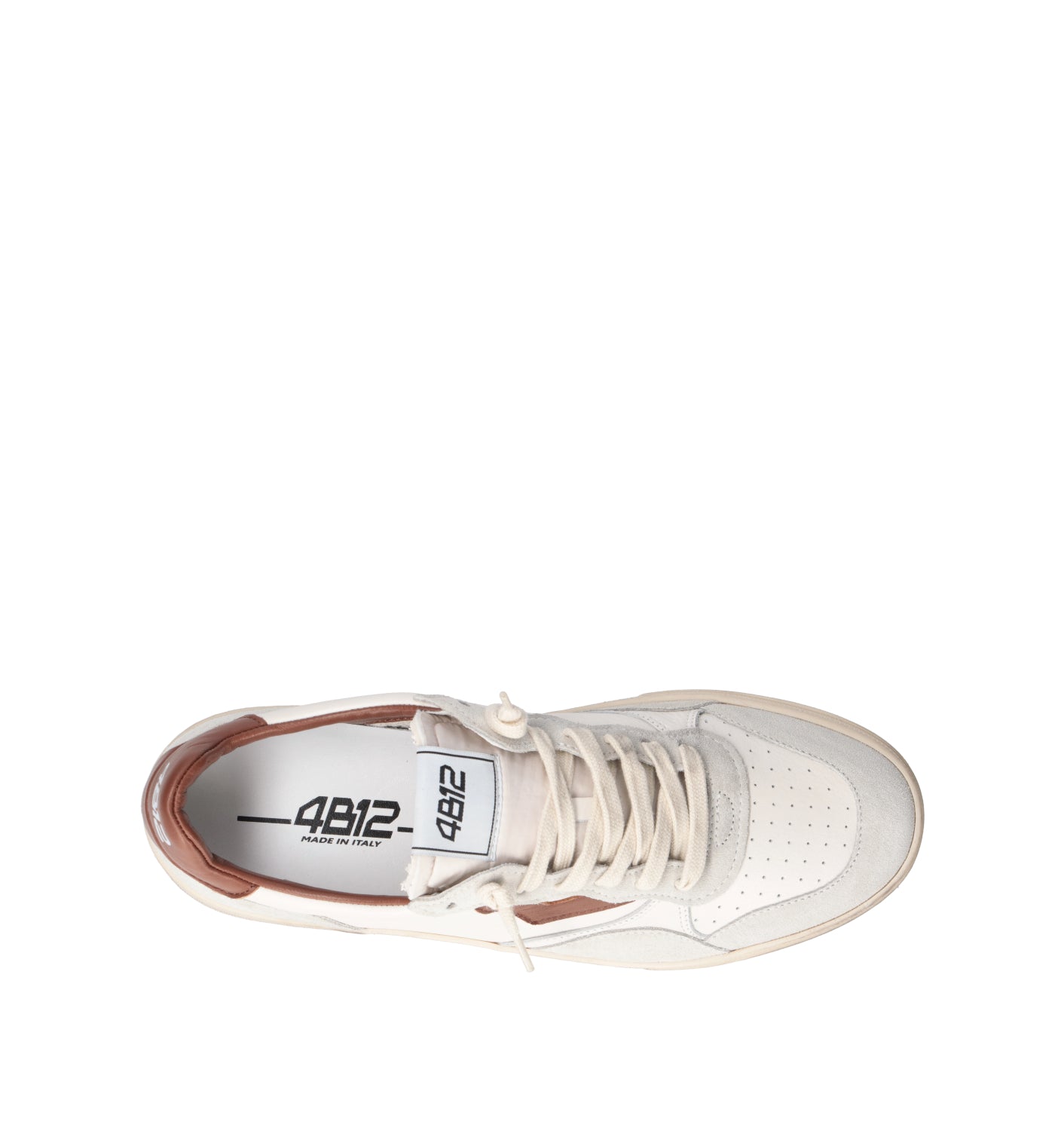 QUATTROBARRADODICI Sneaker uomo bianca/marrone