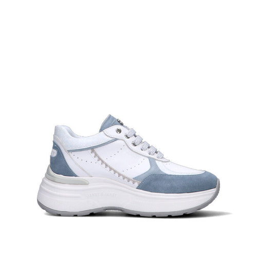 JANET&JANET Sneaker donna bianca/azzurra in pelle