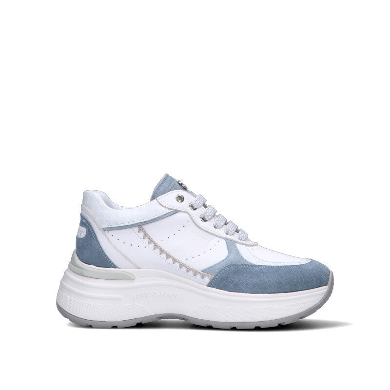 JANET&JANET Sneaker donna bianca/azzurra in pelle
