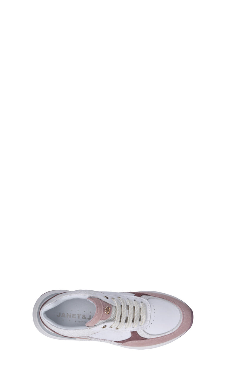 JANET&JANET Sneaker donna bianca/rosa in suede