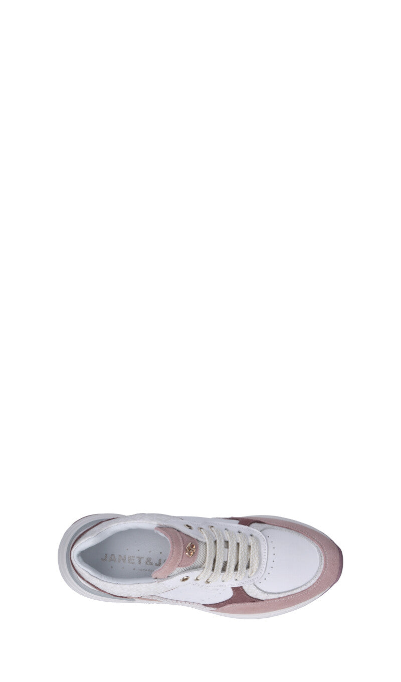 JANET&JANET Sneaker donna bianca/rosa in suede