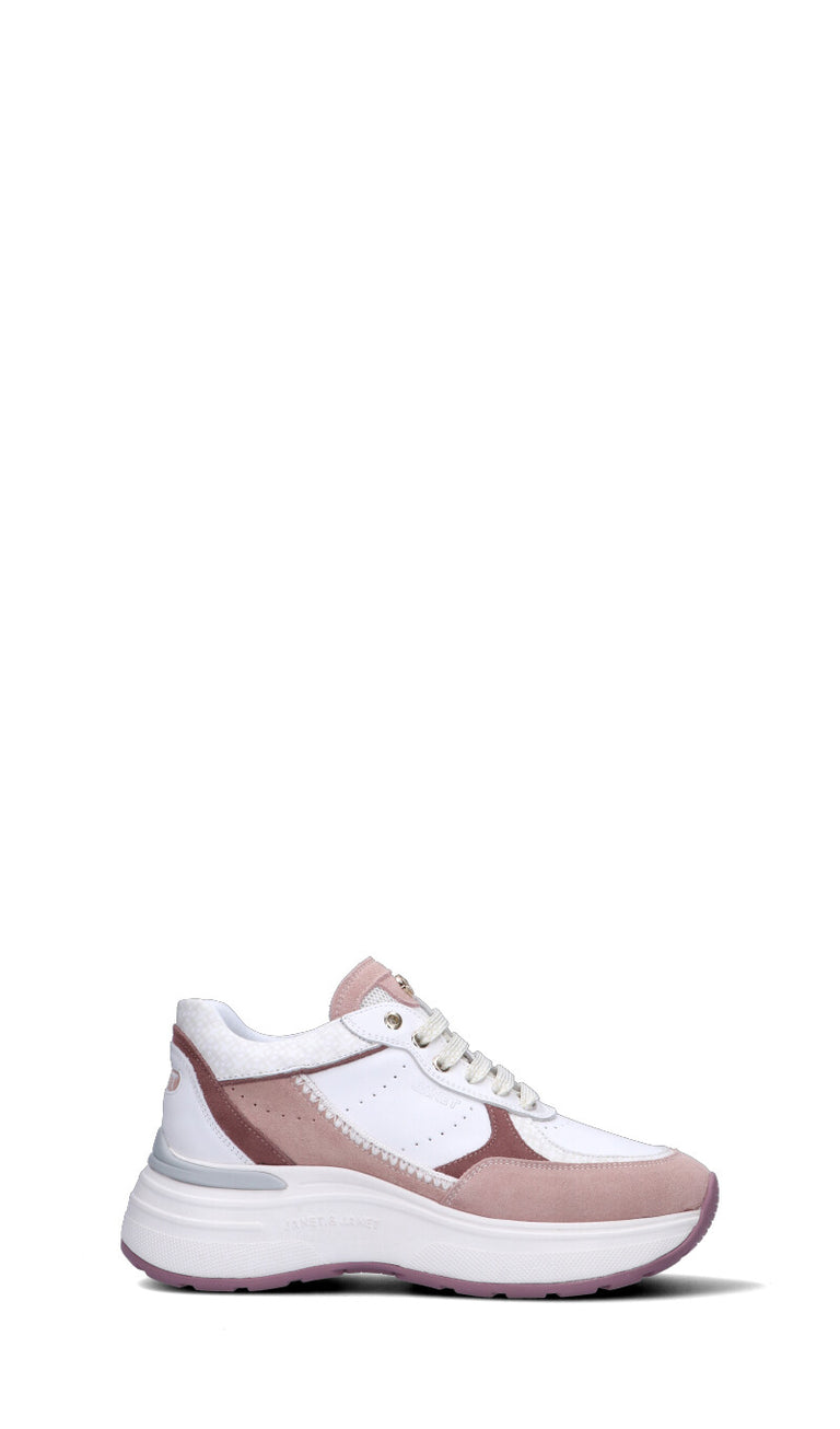 JANET&JANET Sneaker donna bianca/rosa in suede