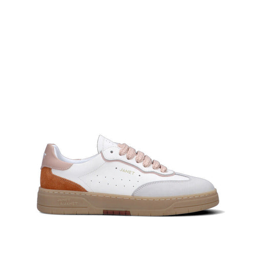 JANET&JANET Sneaker donna bianca/rosa in pelle