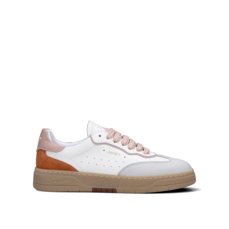 JANET&JANET Sneaker donna bianca/rosa in pelle