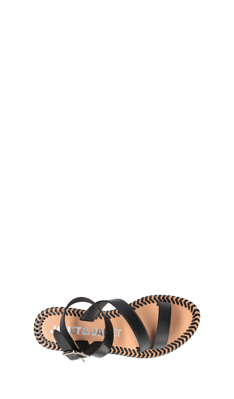 JANET&JANET Sandalo donna nero in pelle