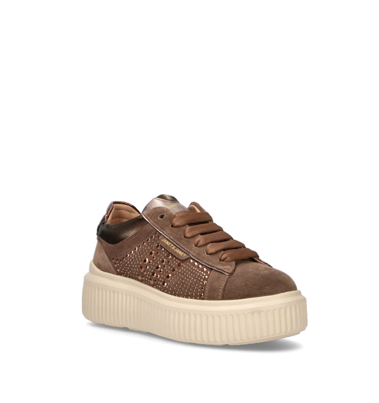 JANET&JANET Sneaker donna marrone/bronzo in suede