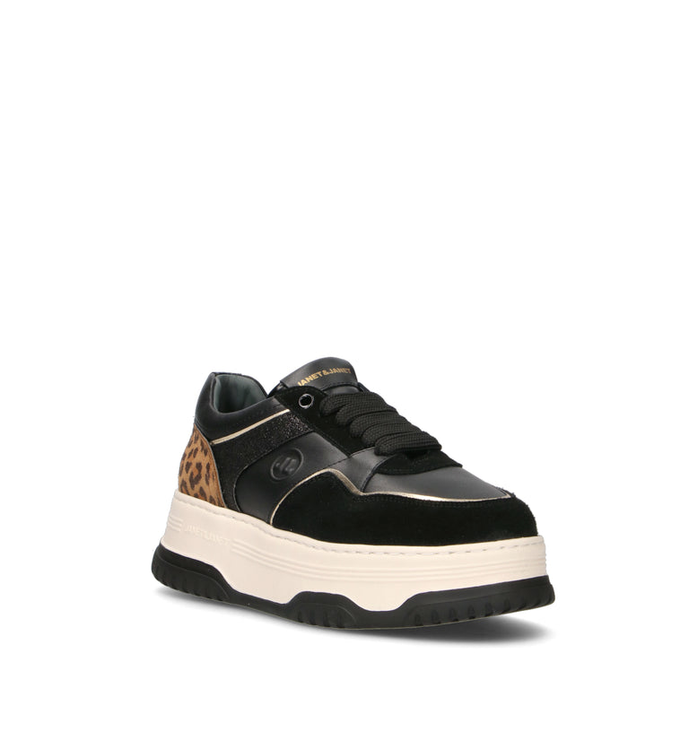 JANET&JANET Sneaker donna nera in pelle