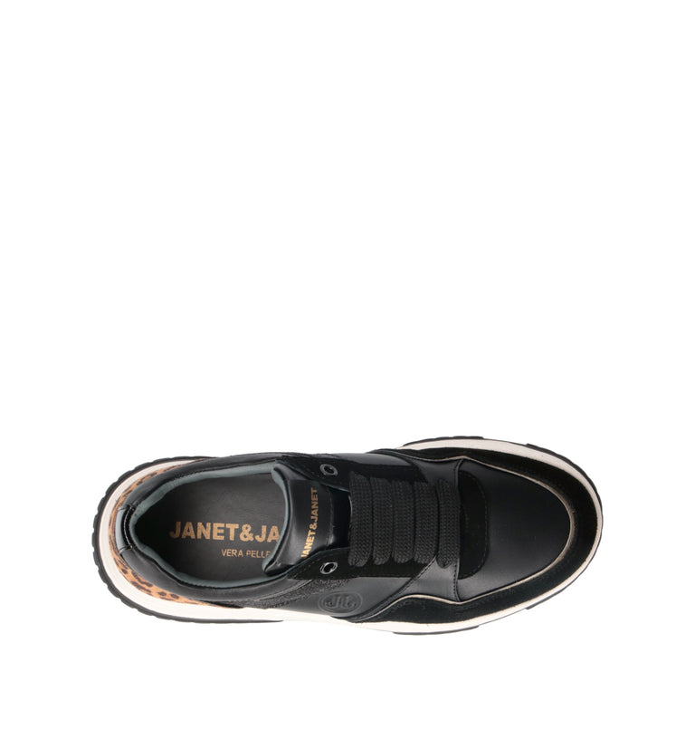 JANET&JANET Sneaker donna nera in pelle