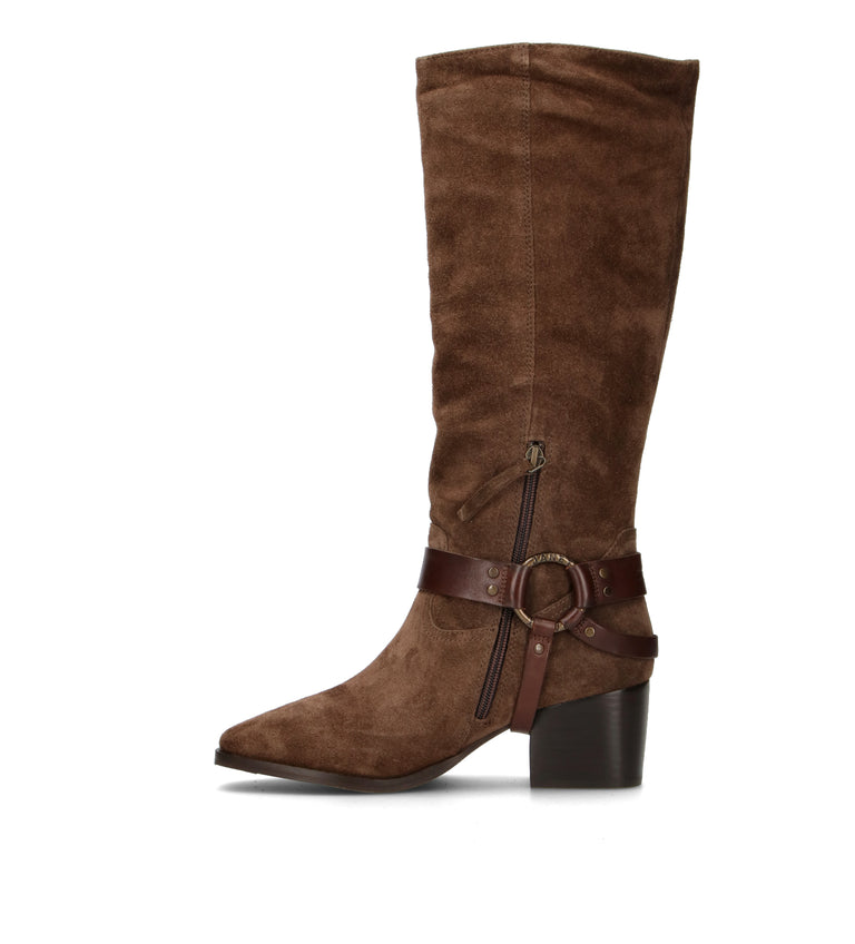 JANET&JANET Stivale donna marrone in suede