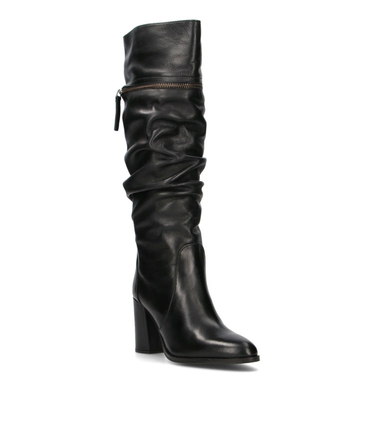 JANET&JANET Stivale donna nero in pelle