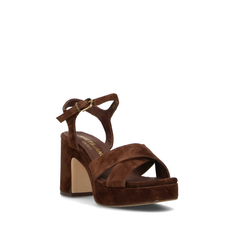 JANET&JANET Sandalo donna marrone in suede