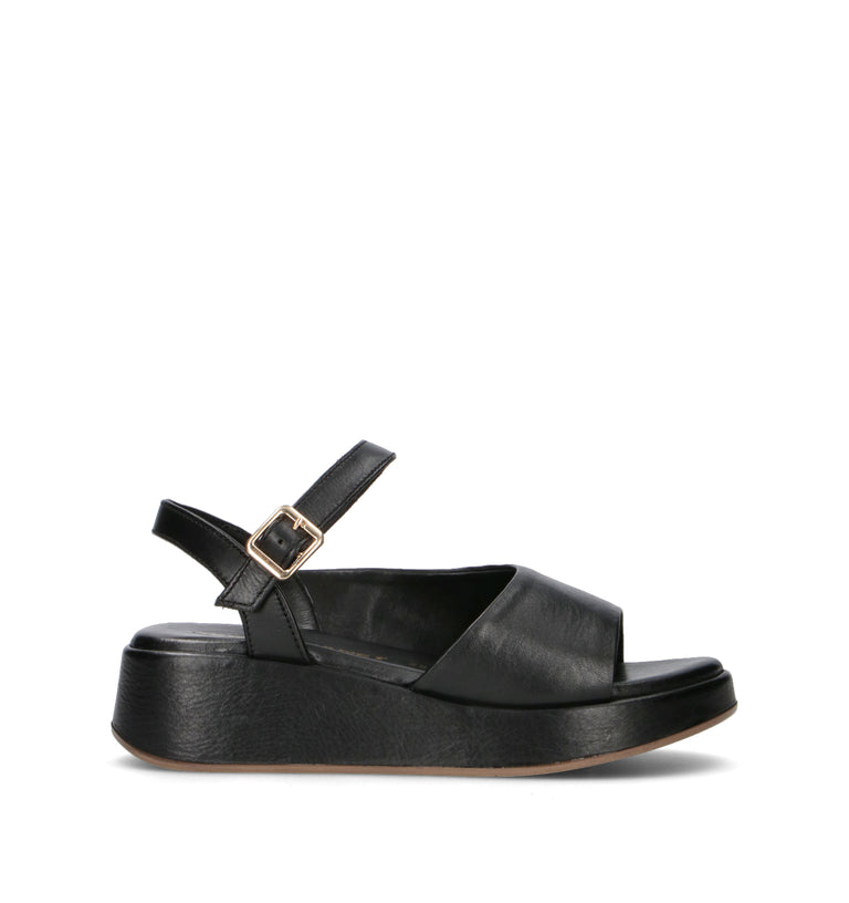 JANET&JANET Sandalo donna nero in pelle