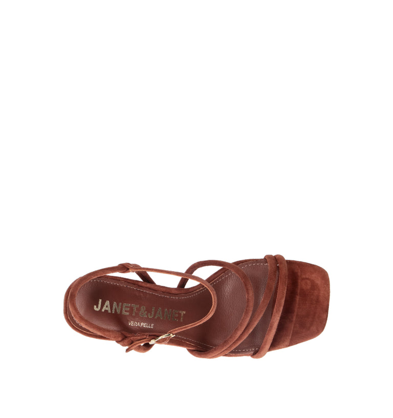 JANET&JANET Sandalo donna marrone in suede