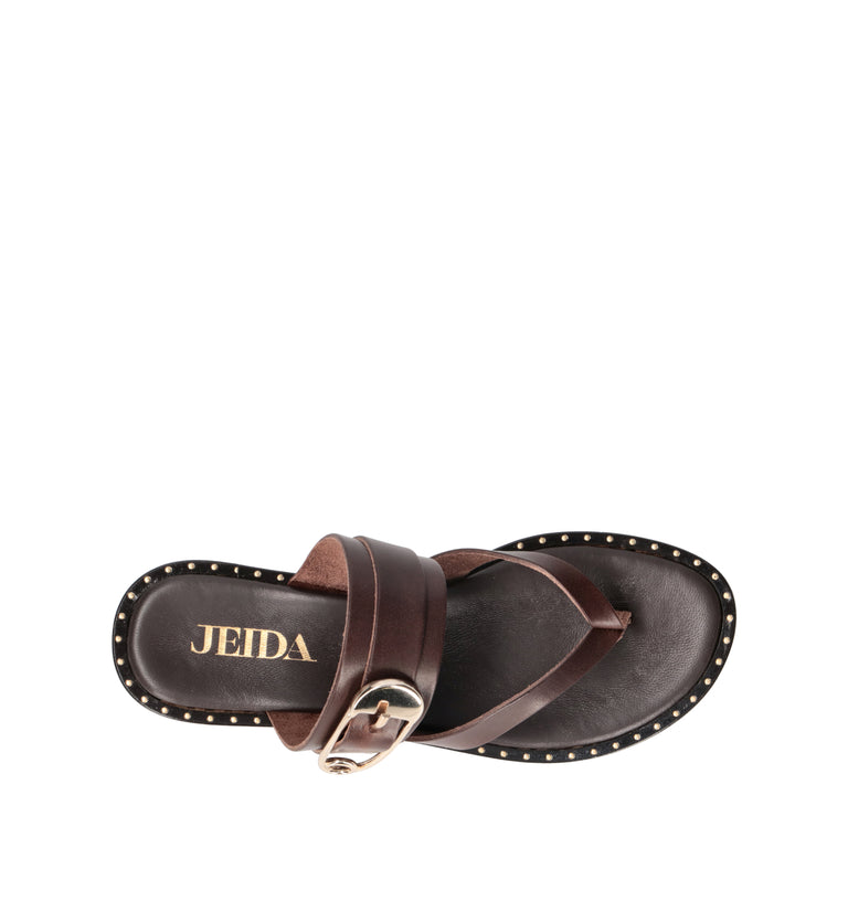 JEIDA Ciabatta donna caffè in pelle