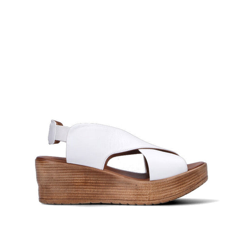 BUENO Zeppa donna bianca in pelle