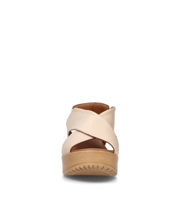 BUENO Sandalo donna crema in pelle
