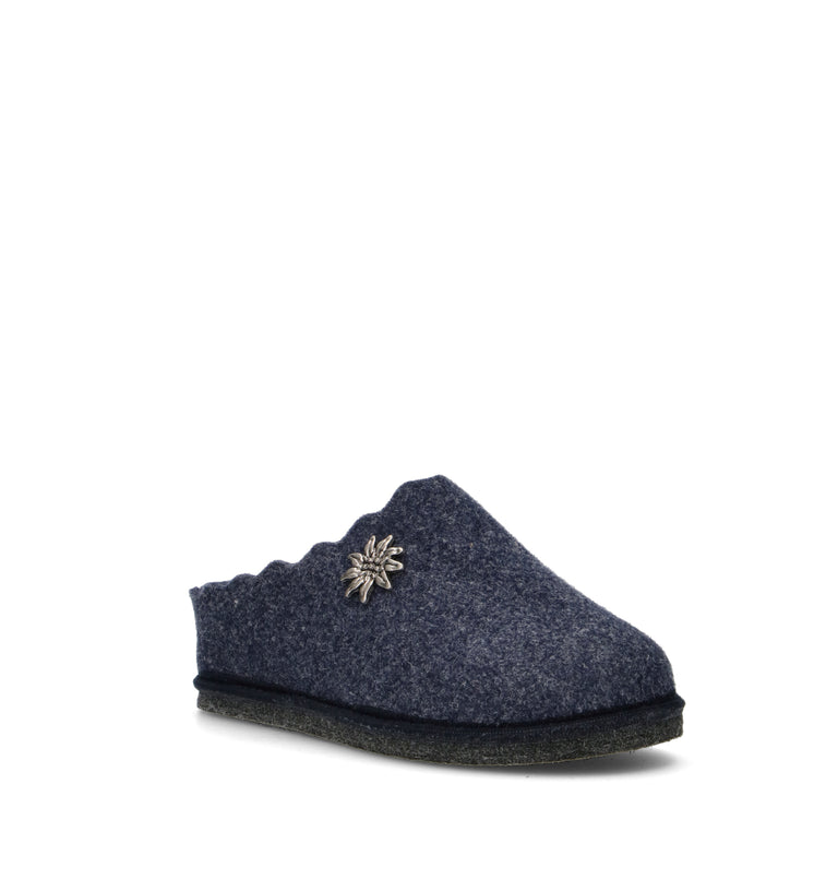 LE TIROLESI Pantofola donna blu in lana