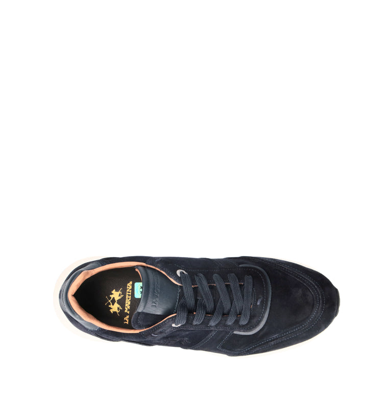 LA MARTINA Sneaker uomo blu in suede