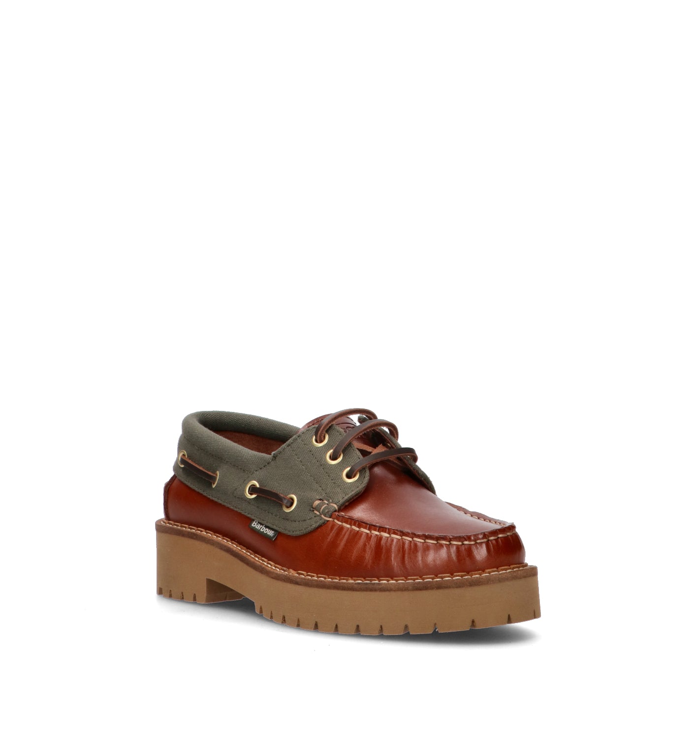 BARBOUR Scarpa barca donna marrone in pelle